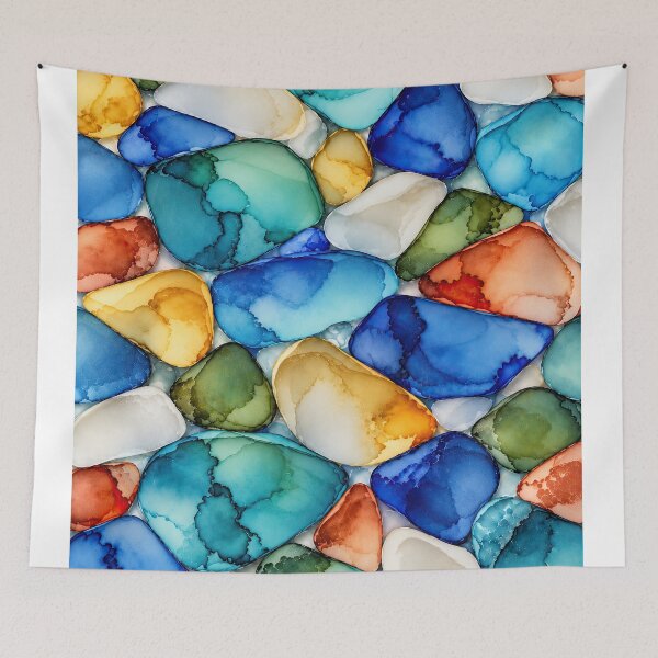 Item preview, Amalfi Sea Glass – Italian Coast Ink Abstract designed and sold by newnomads-art.