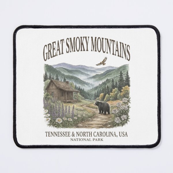 Item preview, Vintage Great Smoky Mountains National Park T-Shirt Design – Retro Mountain Cabin, Black Bear, and Wildflower Graphic designed and sold by CreativeNest Prints.