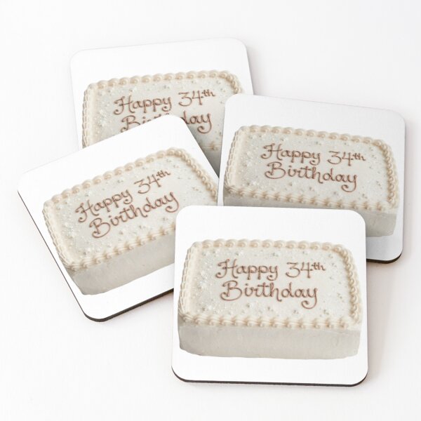 Item preview, Happy 34th birthday 34 cute adorable cake party vanilla white kawaii designed and sold by CheeseBlueprint.