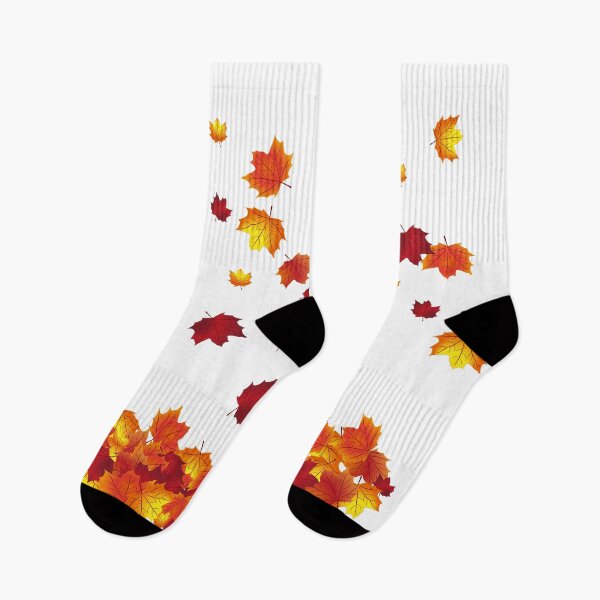 Item preview, Autumn Socks – Orange Leaves Design designed and sold by Sock Garden.