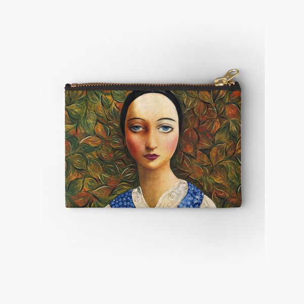 Aperçu de l'œuvre Tableau vintage, Portrait d'Ofelia, Illustration florale bleue, Moïse Kisling créée et vendue par RickE.