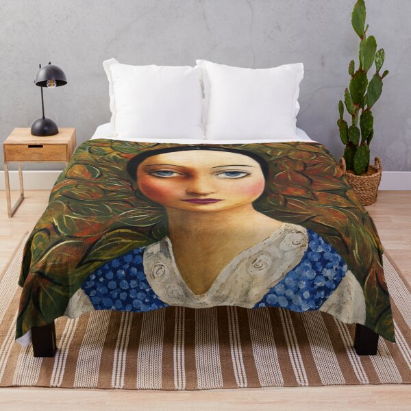 Item preview, Vintage Portrait Wall Art, Ofelia Portrait Print, Blue Floral Vintage Art, Moïse Kisling designed and sold by RickE.