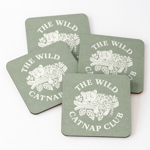 Item preview, The Wild Catnap Club - Baby Leopard Arts and Crafts Dark Sage Green designed and sold by miavaldez.
