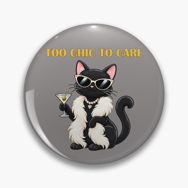 Item preview, Too Chic To Care Cat With Martini Sunglasses & Pearls designed and sold by littlepiptales.