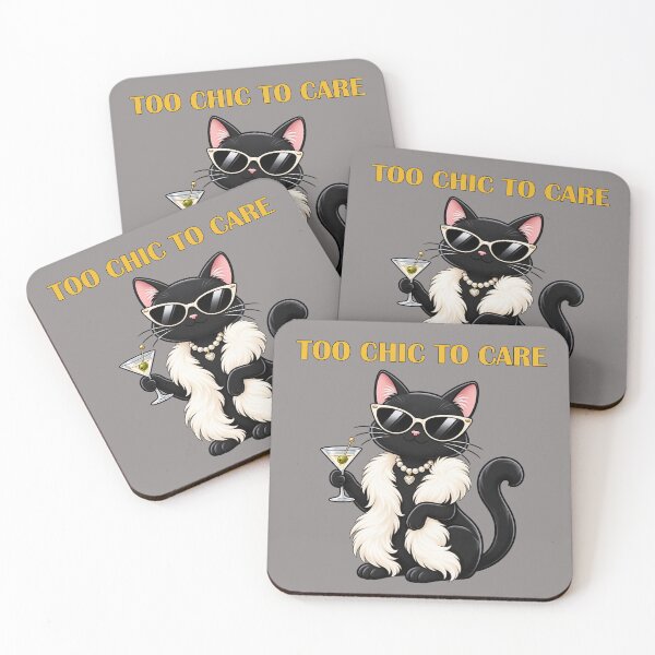 Item preview, Too Chic To Care Cat With Martini Sunglasses & Pearls designed and sold by littlepiptales.