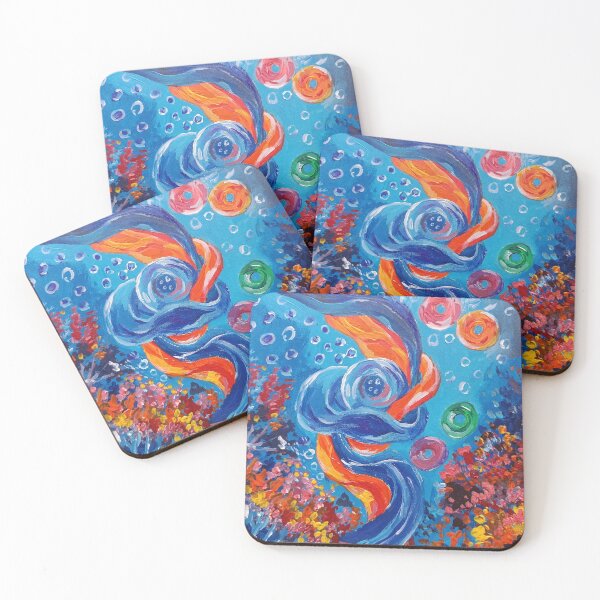 Item preview, Abstract Ocean Wave Floral Comforter & Shower Curtain – Colorful Blue Botanical Wall Art Design. designed and sold by fbtrisha.