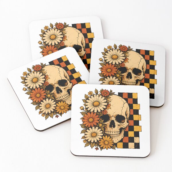 Item preview, Spooky Checkerboard Daisy Skull Gothic Autumn Aesthetic designed and sold by chattsuede.