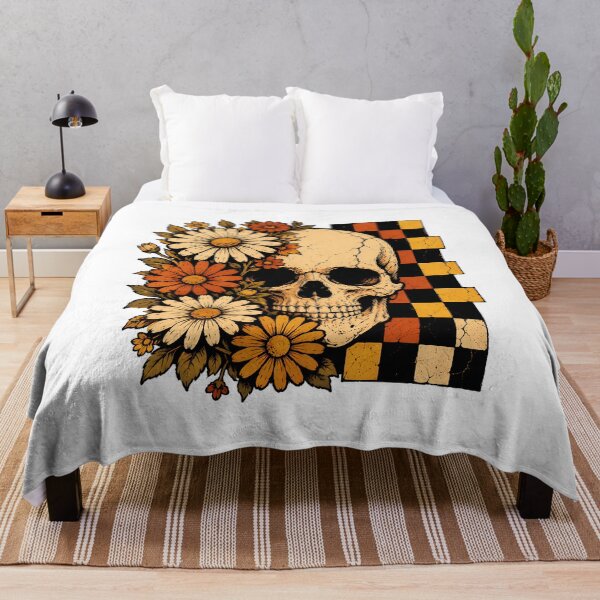 Item preview, Spooky Checkerboard Daisy Skull Gothic Autumn Aesthetic designed and sold by chattsuede.