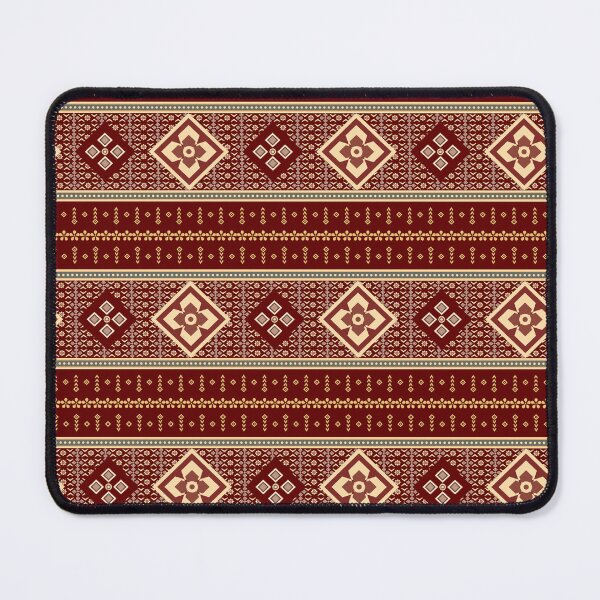 Item preview, Thai Stripe Medallion Seamless Pattern Crimson Gold Traditional Thai Border Floral Textile Fabric Design designed and sold by KOPatternCo.