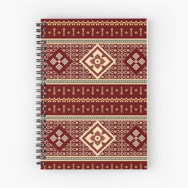 Item preview, Thai Stripe Medallion Seamless Pattern Crimson Gold Traditional Thai Border Floral Textile Fabric Design designed and sold by KOPatternCo.