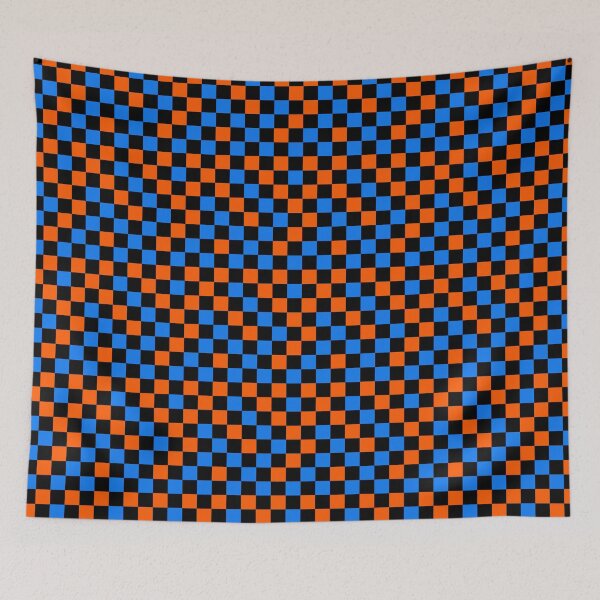 Item preview, Orange Blue and Black Checkered Design   designed and sold by PatternTitan.