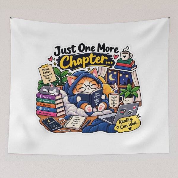 Item preview, Just One More Chapter Cozy Cat Book Lover Sticker designed and sold by GenZStickerHub1.