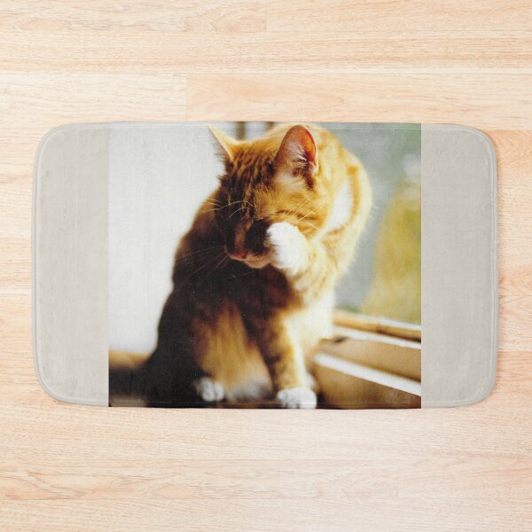 Item preview, Ginger and white cat cleaning photograph designed and sold by Natimo-Studio.