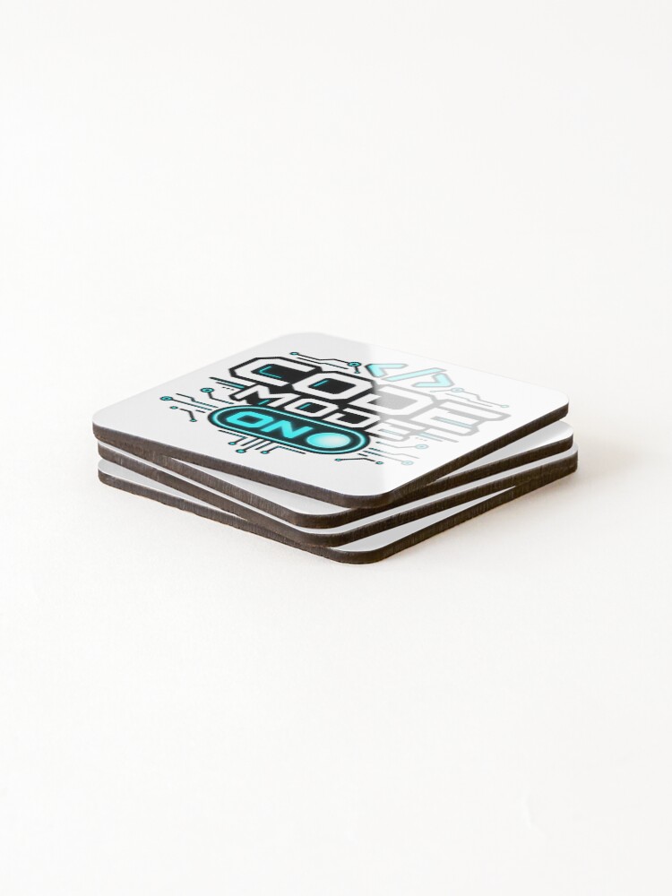 Thumbnail 4 of 5, Coasters (Set of 4), Code Mode On – Programmer Coding Tech Design designed and sold by danishrin004.