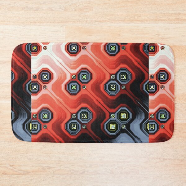 Item preview, Geometric Circuit Pattern in Red and Slate designed and sold by pinkal.