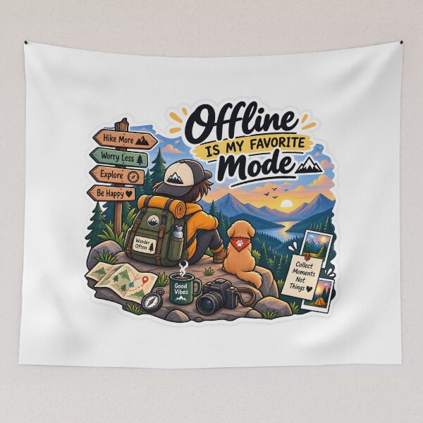 Item preview, Offline Is My Favorite Mode Hiking Adventure Sticker designed and sold by GenZStickerHub1.
