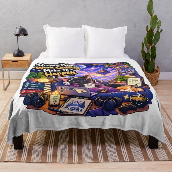 Item preview, Dream Big Work Quietly Cosmic Cat Sticker designed and sold by GenZStickerHub1.