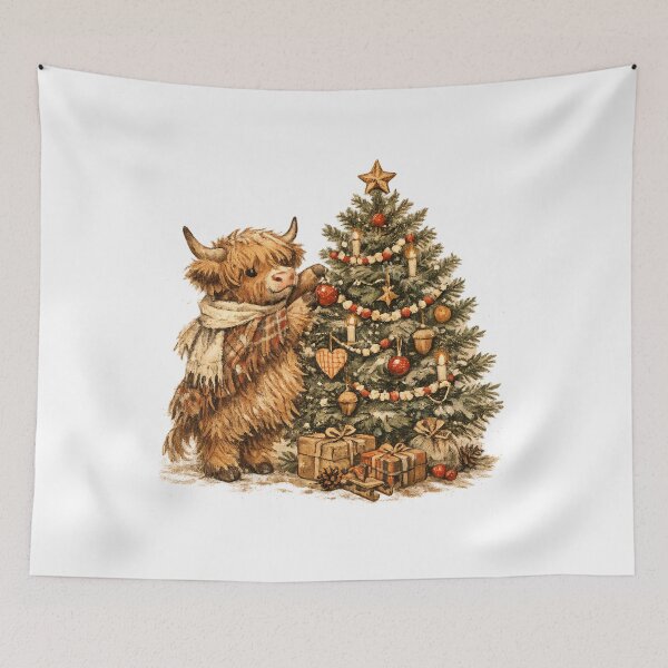 Item preview, Highland Cow Decorating Cozy Christmas Tree Farmhouse Gift designed and sold by Artycom.