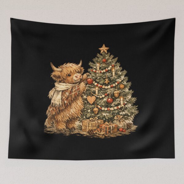 Item preview, Highland Cow Decorating Cozy Christmas Tree Farmhouse Gift designed and sold by Artycom.