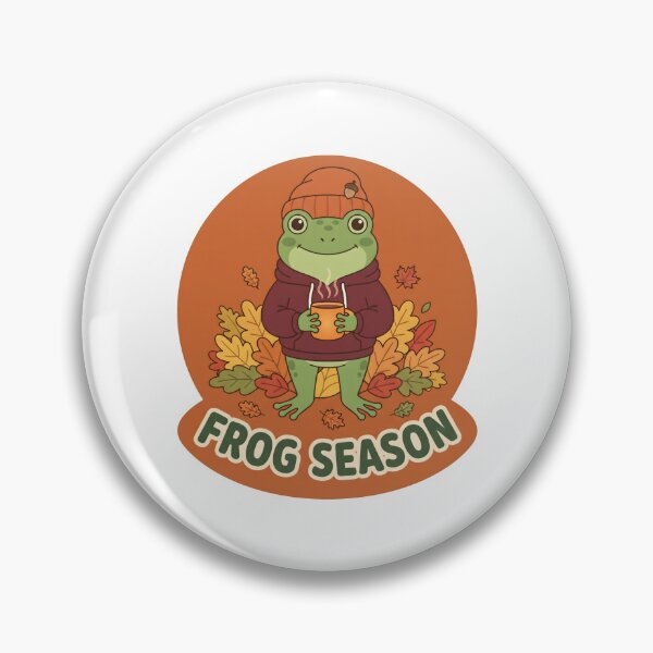 Item preview, Cozy Frog Season - Cute Fall Leaves & Hot Coffee Lover. designed and sold by MyHappyArtShop.