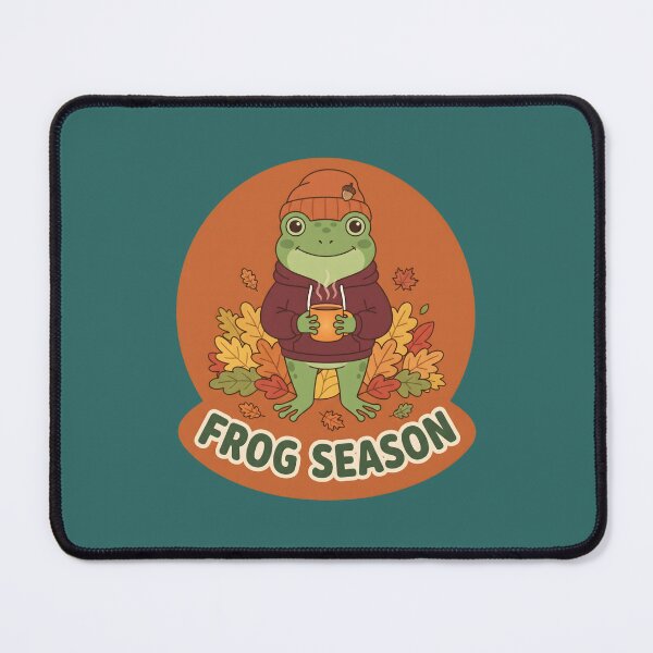 Item preview, Cozy Frog Season - Cute Fall Leaves & Hot Coffee Lover. designed and sold by MyHappyArtShop.