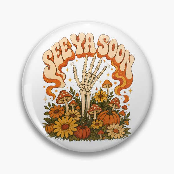 Item preview, Groovy Skeleton Hand Floral Autumn Skull Halloween designed and sold by chattsuede.