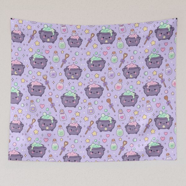 Item preview, Kawaii Cauldron Party Pattern designed and sold by Soft Berry Studio.