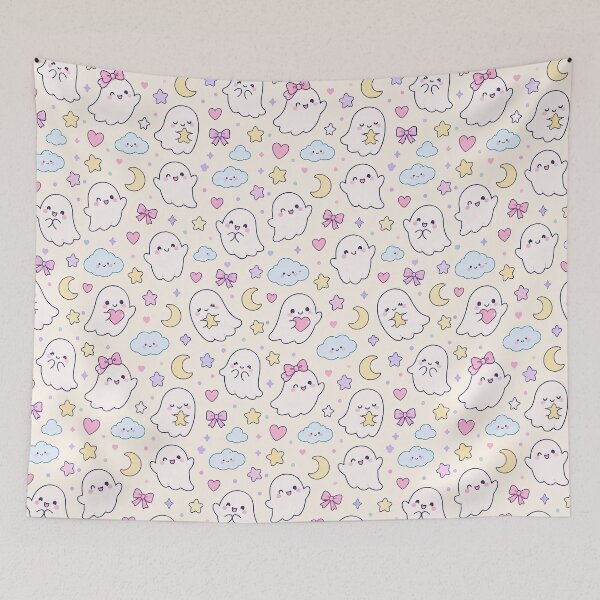 Item preview, Kawaii Friendly Ghost Pattern designed and sold by Soft Berry Studio.