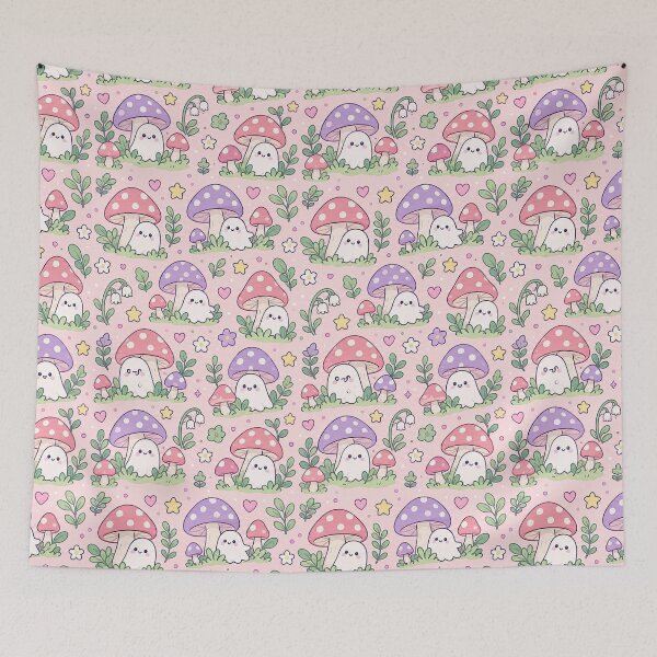 Item preview, Kawaii Mushroom Ghost Pattern designed and sold by Soft Berry Studio.