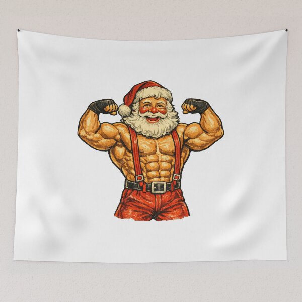 Item preview, Funny Vintage Santa Claus Bodybuilder Retro 1950s Christmas Gift designed and sold by Artycom.