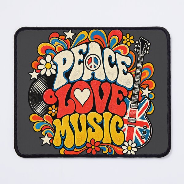 Item preview, Peace, Love & Music – British Rock Retro Vibes designed and sold by OzyWear.