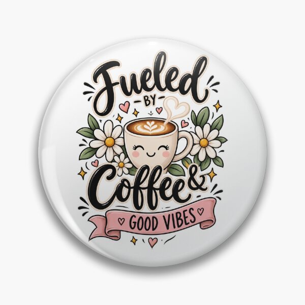 Item preview, Fueled By Coffee & Good Vibes - Cute Kawaii Mug with Flowers designed and sold by HCD1991.