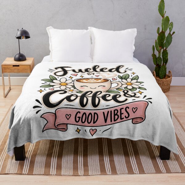 Item preview, Fueled By Coffee & Good Vibes - Cute Kawaii Mug with Flowers designed and sold by HCD1991.