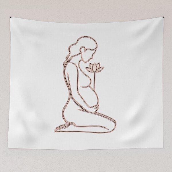 Item preview, Minimalist Pregnant Yoga Silhouette Lotus Art designed and sold by 108stillness.
