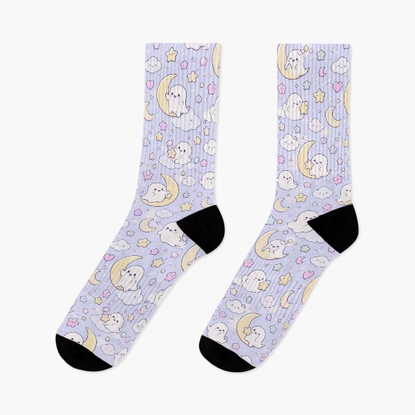 Item preview, Kawaii Moon Ghost Pattern designed and sold by Soft Berry Studio.