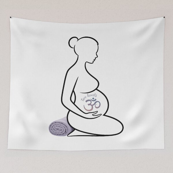 Item preview, Two Hearts Prenatal Om Belly Yoga Line Art designed and sold by 108stillness.
