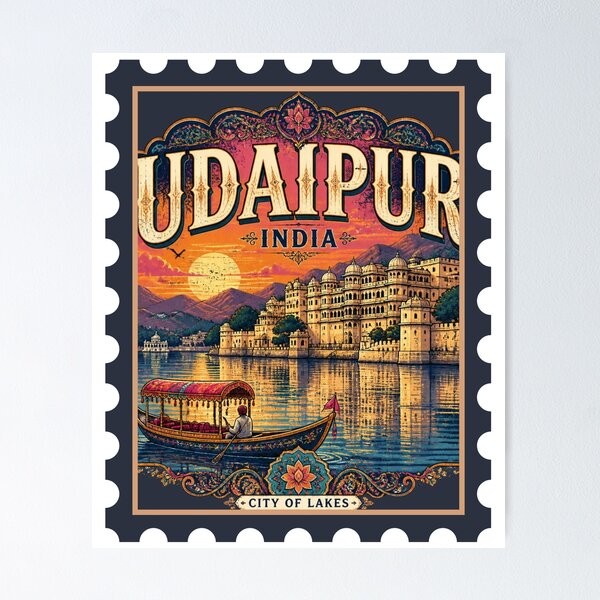 Item preview, Udaipur Rajasthan India Travel Souvenir | City of Lakes Heritage & Lake Pichola Graphicver 4 designed and sold by mndesignworx.