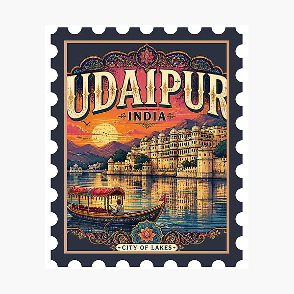 Item preview, Udaipur Rajasthan India Travel Souvenir | City of Lakes Heritage & Lake Pichola Graphicver 4 designed and sold by mndesignworx.