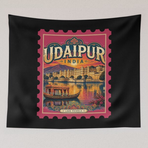 Item preview, Udaipur Rajasthan India Travel Souvenir | City of Lakes Heritage & Lake Pchola Graphicver 3 designed and sold by mndesignworx.