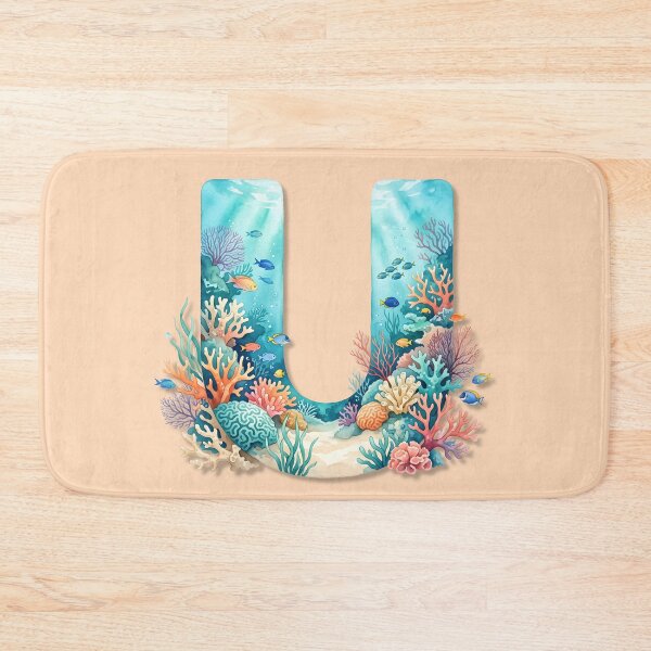 Item preview, Ocean Initial U with Coral Reef & Tropical Fish – Underwater Monogram Design designed and sold by Sea Gem.