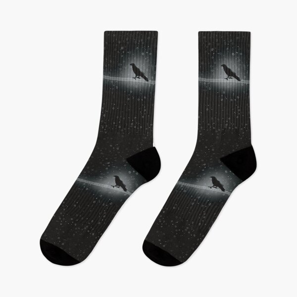 Item preview, Halloween Socks – Mystic Raven Under Stars designed and sold by Sock Garden.