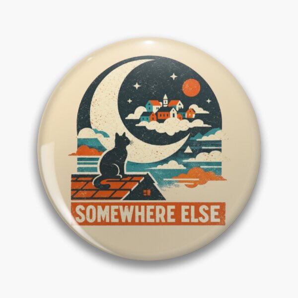 Item preview, Somewhere Else – Dreamy Cat Moon Village Illustration designed and sold by Dogandesighn.