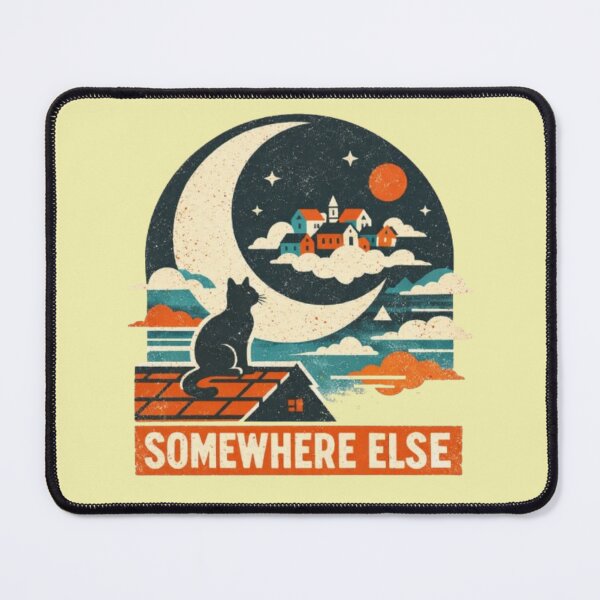 Item preview, Somewhere Else – Dreamy Cat Moon Village Illustration designed and sold by Dogandesighn.