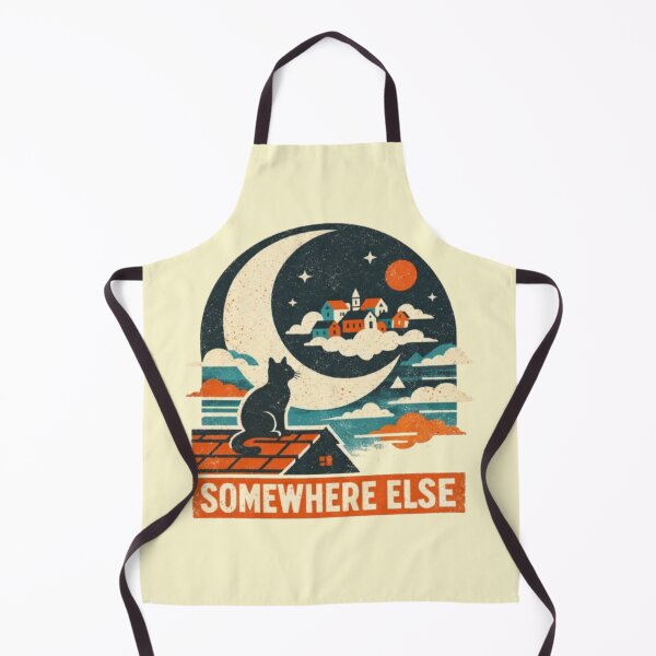 Item preview, Somewhere Else – Dreamy Cat Moon Village Illustration designed and sold by Dogandesighn.