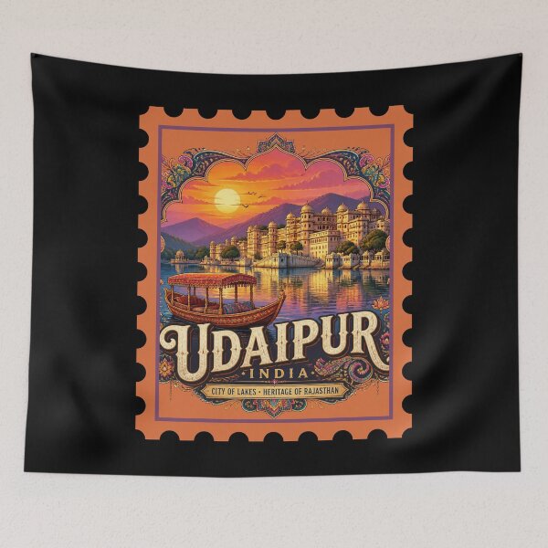 Item preview,  Udaipur Rajasthan India Travel Souvenir | City of Lakes Heritage & Lake Pchola Graphicver 2 designed and sold by mndesignworx.
