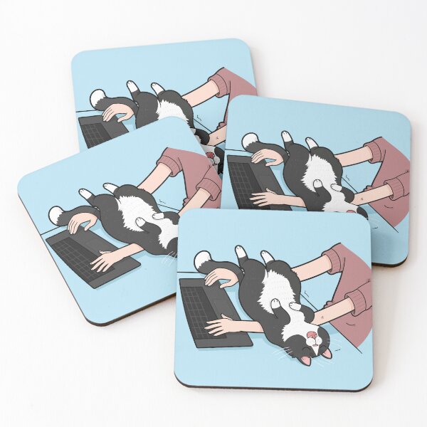 Item preview, Funny Tuxedo Cat Sleeping On Arms Typing Work From Home Graphic Art designed and sold by The Upside Down.