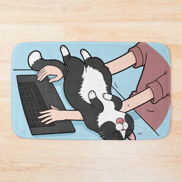 Item preview, Funny Tuxedo Cat Sleeping On Arms Typing Work From Home Graphic Art designed and sold by The Upside Down.