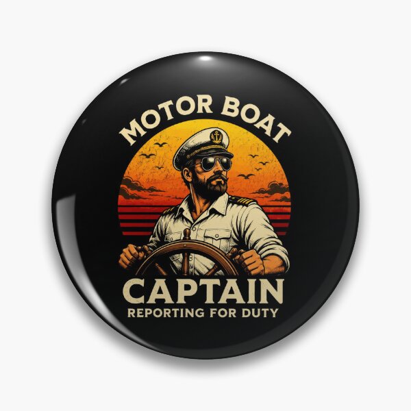 Artikelvorschau, Motorbootkapitän meldet sich zum Dienst (Oldtimer) entworfen und verkauft von Emilyphilipp.