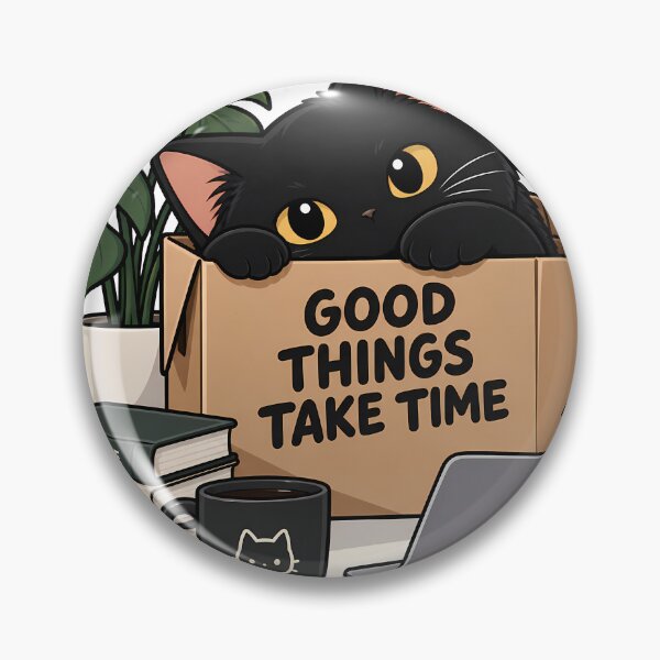 Item preview, Good Things Take Time Black Cat Box Sticker designed and sold by GenZStickerHub1.