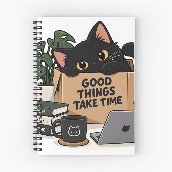 Item preview, Good Things Take Time Black Cat Box Sticker designed and sold by GenZStickerHub1.